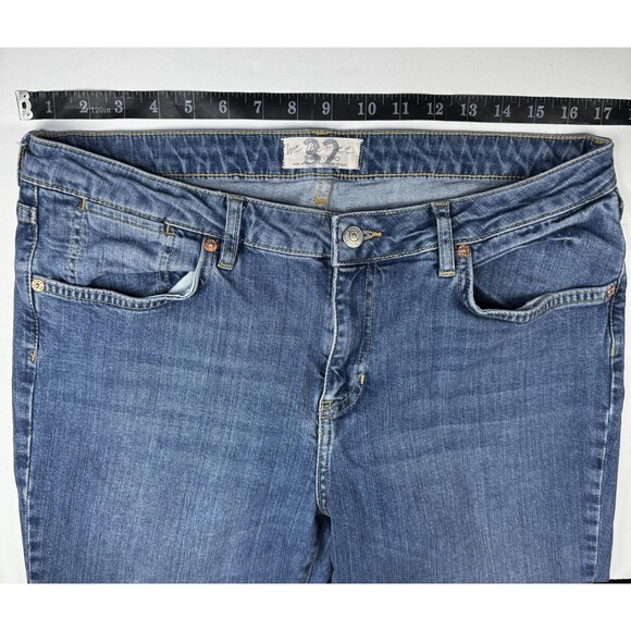 We the Free by Free People Womens Jeans 32 Blue Mid Rise Straight Leg Crop Denim - Picture 8 of 14